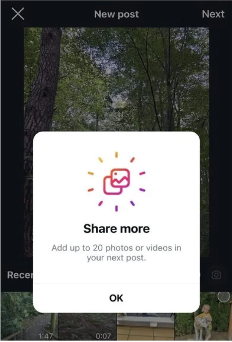 Add upto 20 carousels to Instagram
