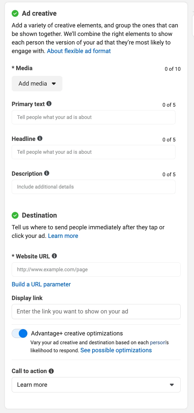 Ads Manager - Ad creative details