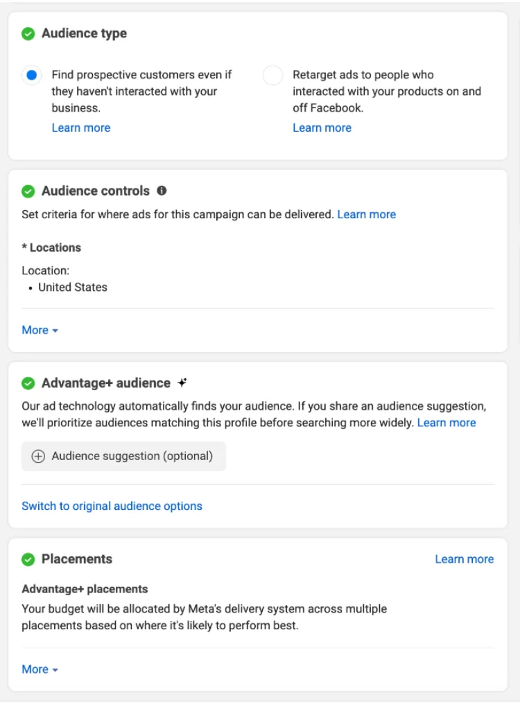 Ads Manager - Audience controls 