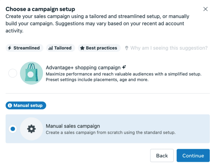 Ads Manager - campaign setup