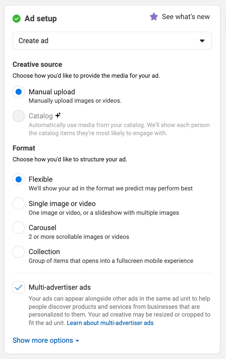 Ads Manager - flexible ad format