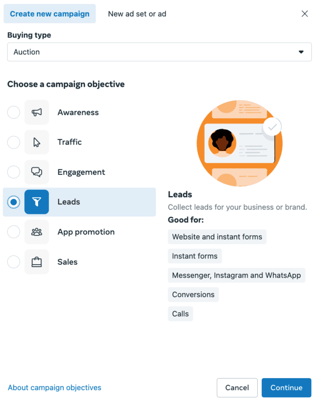 Ads manager - Leads objective