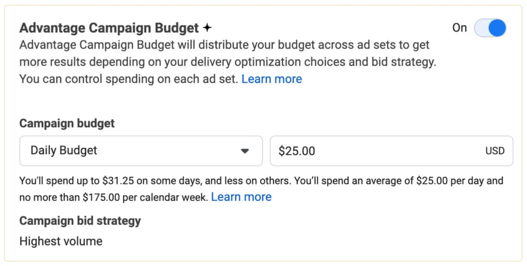 Advantage campaign budget