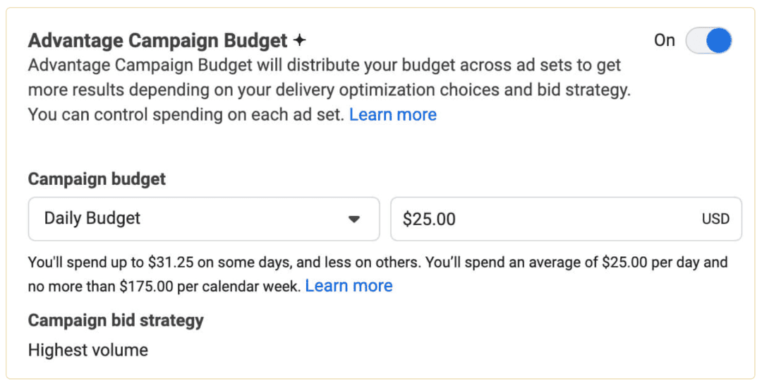 Advantage campaign budget 