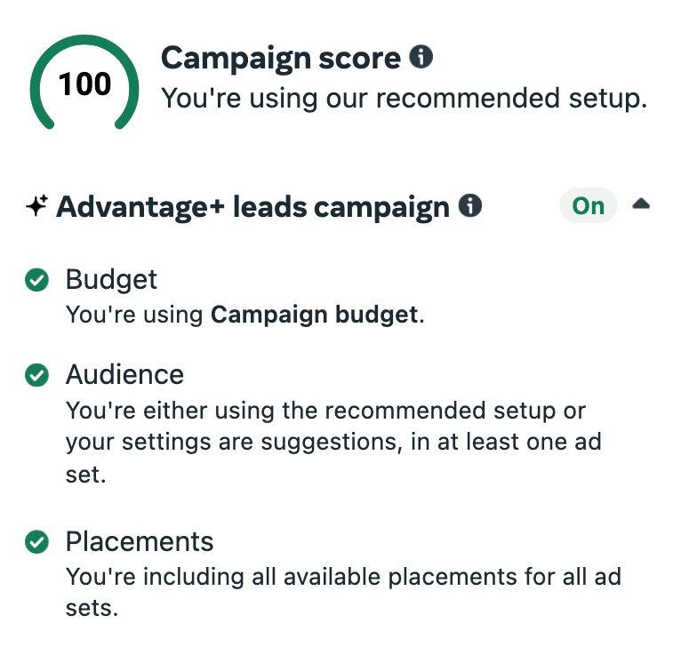 Advantage+ leads campaign - On