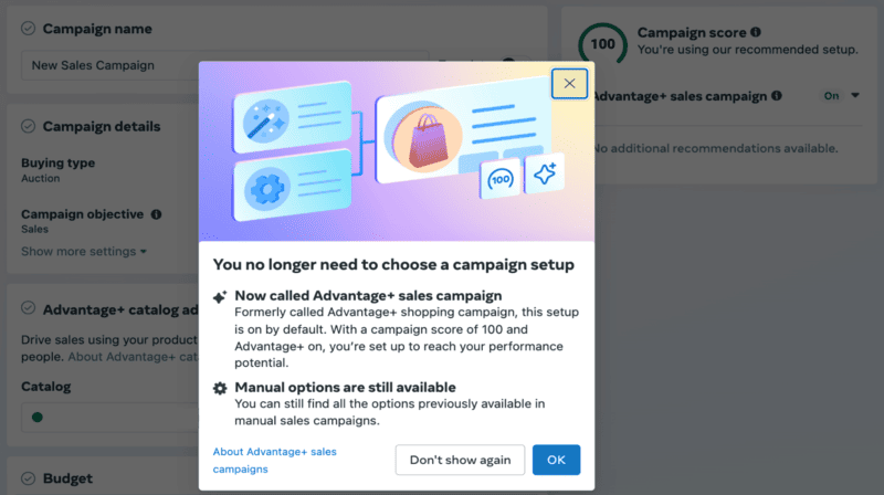 Advantage+ shopping campaigns now Advantage+ sales campaigns