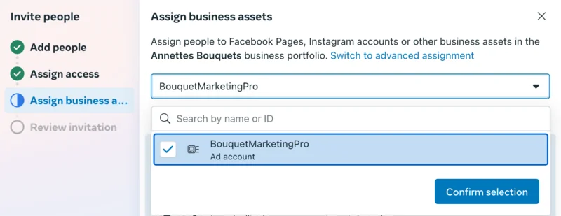 Business portfolio - Assign business assets