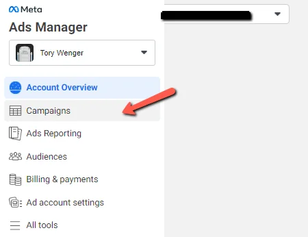 Campaigns - Meta Ads Manager