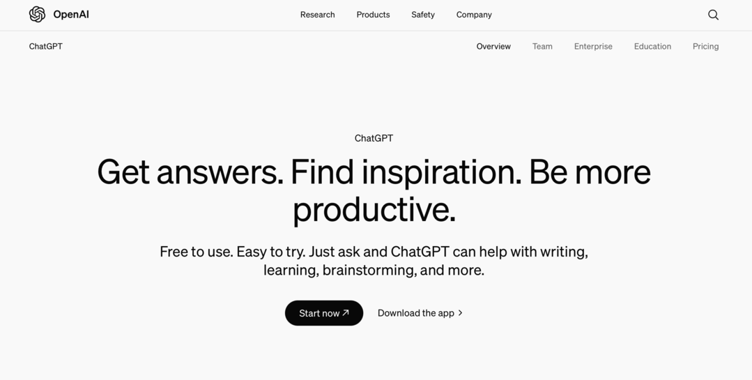 ChatGPT homepage