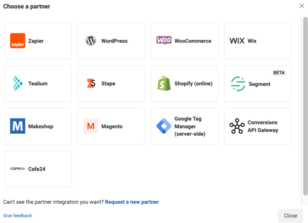 Choose your Partner from the list of options.