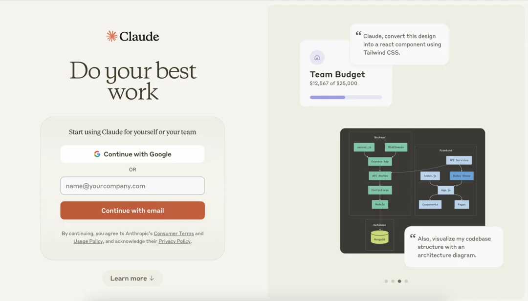 Claude.ai homepage