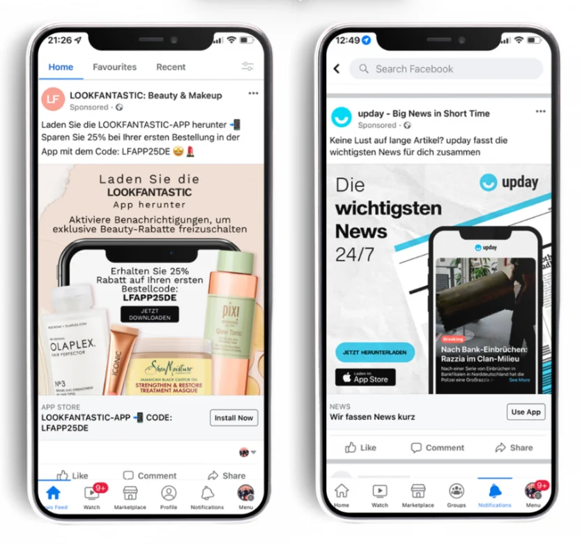 Comparing good and bad Facebook creative