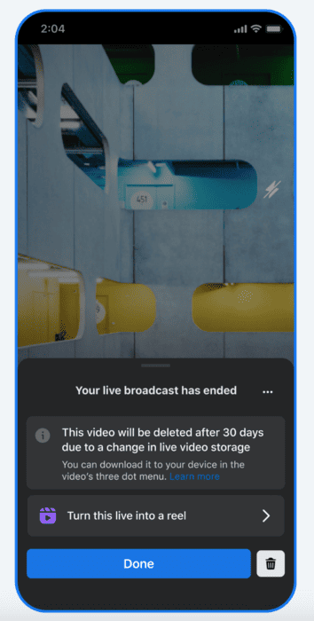 Convert video to Reel button