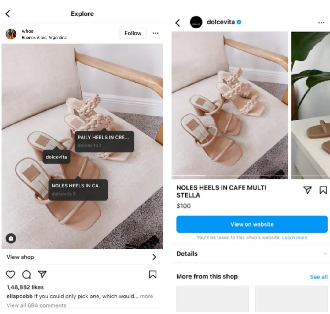Dolce Vita Instagram Shopping ad