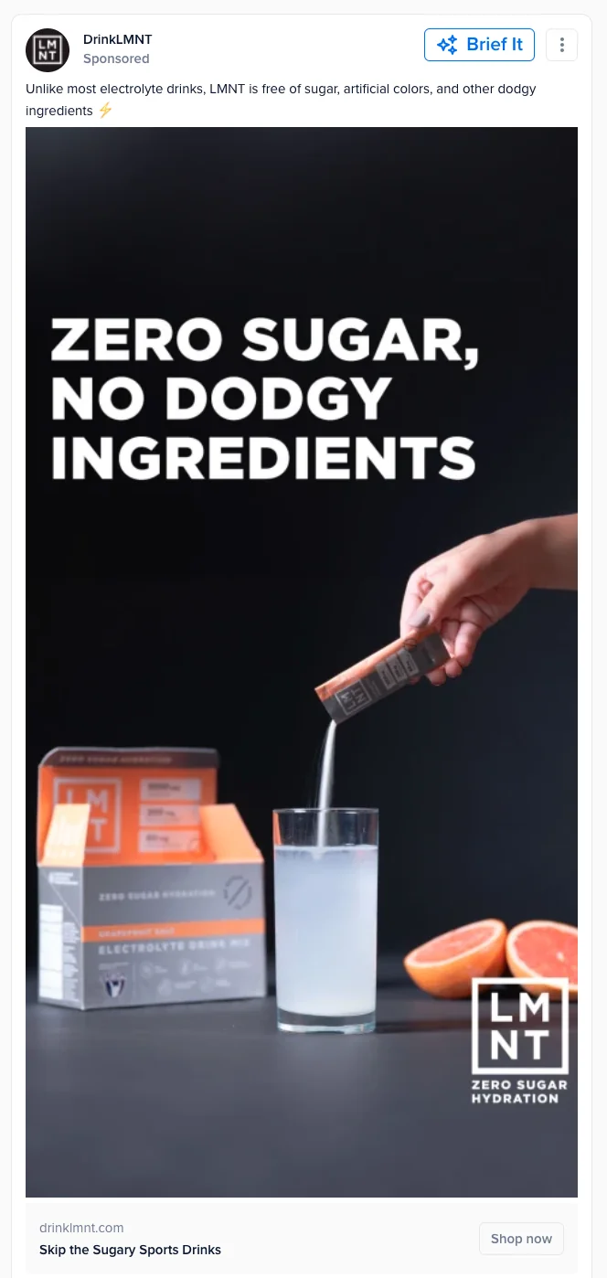 Drink LMNT Facebook ad creative