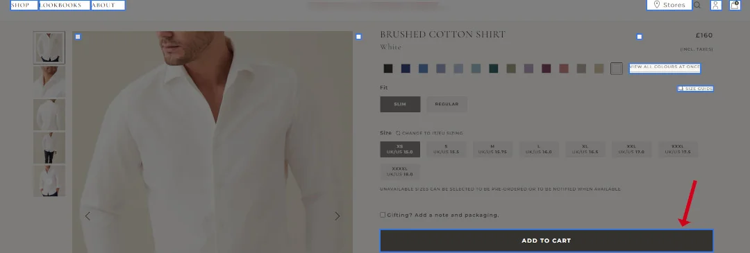 How the Events Setup Tool looks when you must choose a button to track.
