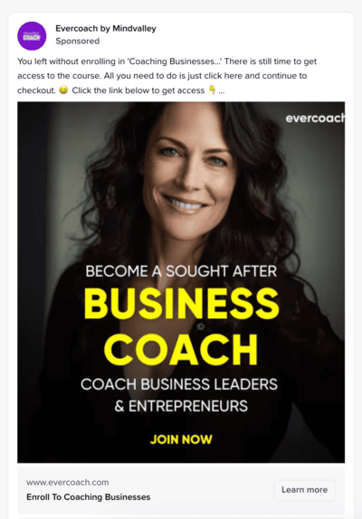 Evercoach by Mindvalley - Event retargeting