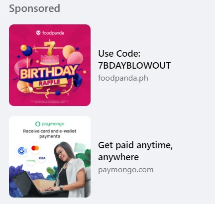 Examples of Facebook Right Column ads
