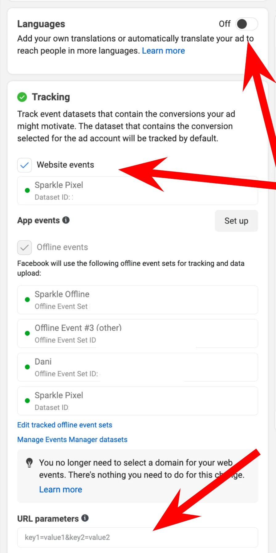 Facebook ad creation - tracking