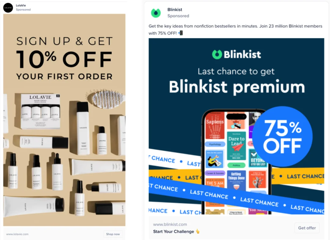 Facebook ad with double CTA