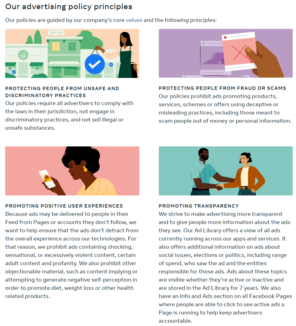 Facebook ad guidelines - core principals