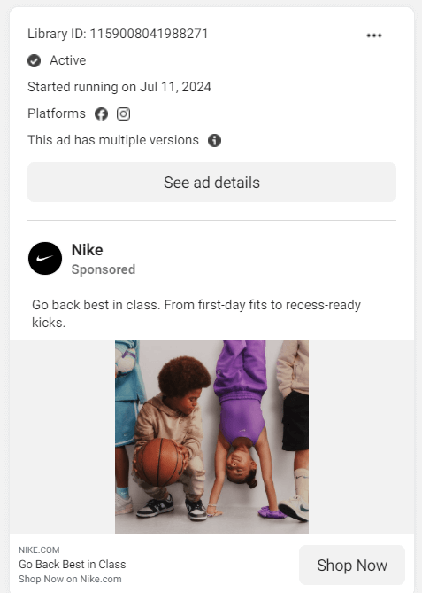 Facebook Ad Library - Ad Screenshot