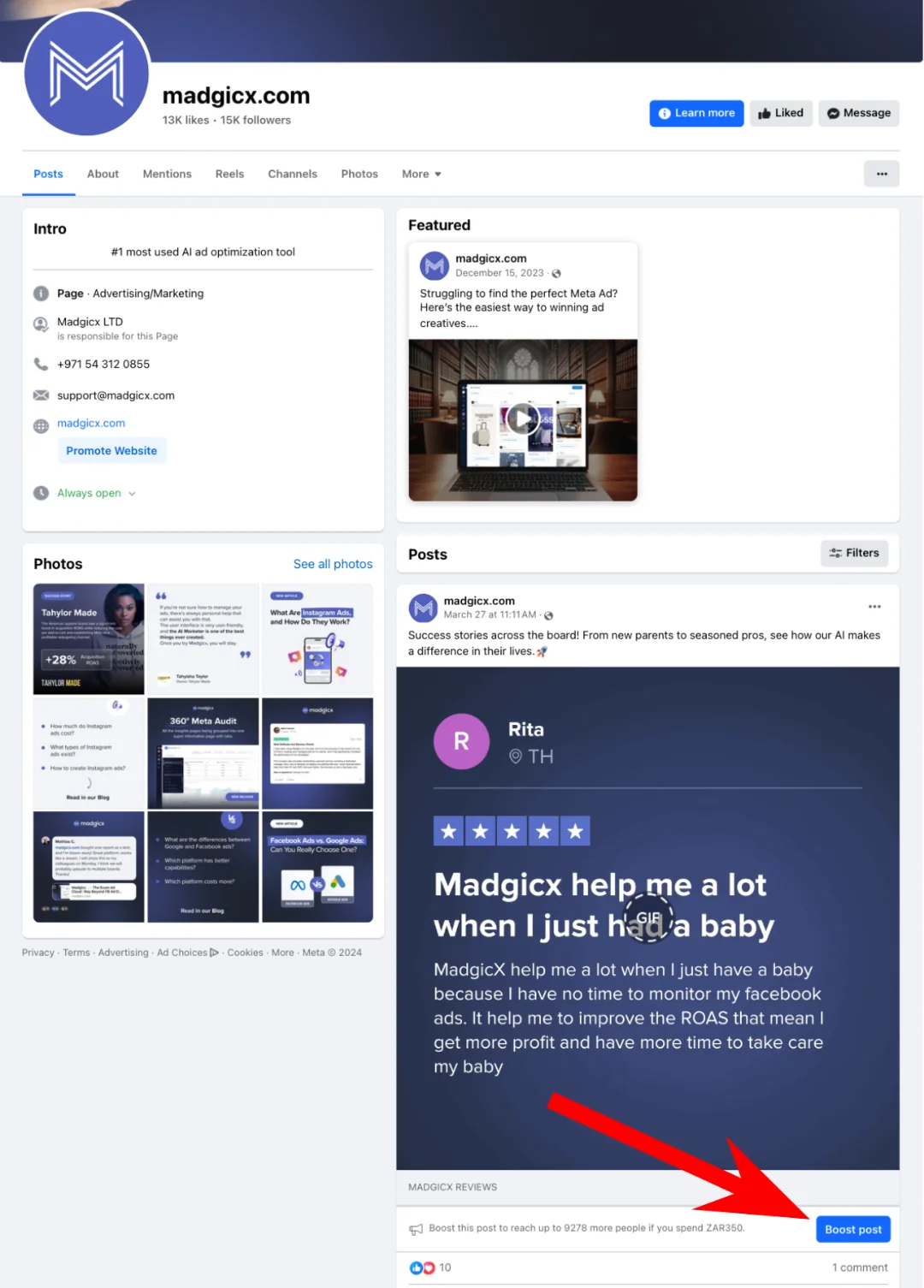 Facebook - Boost post