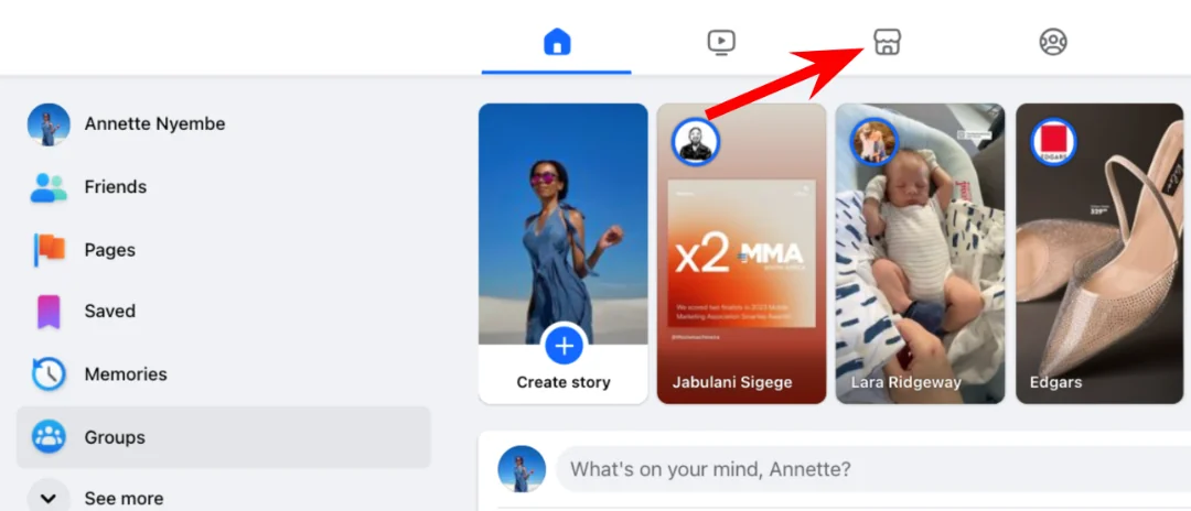 Facebook - desktop Marketplace button
