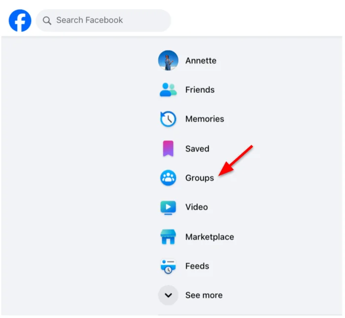 Facebook Groups tab