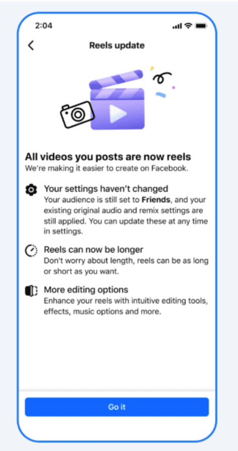 Facebook now shares all videos as Reels