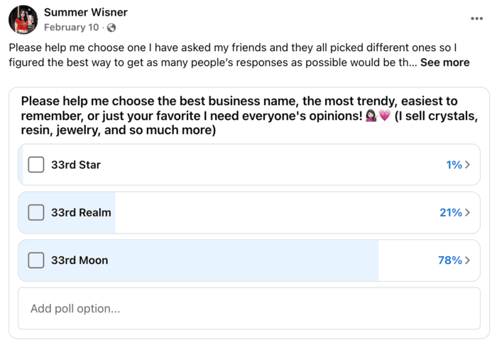 Facebook poll post