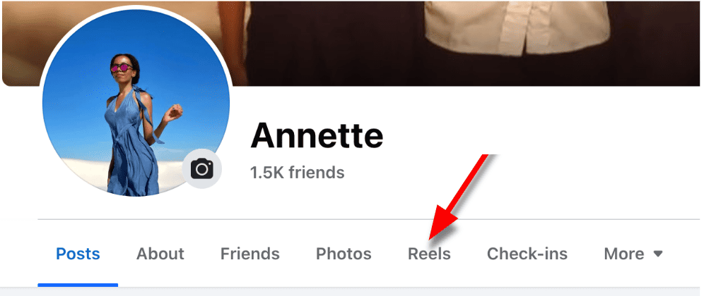 Facebook reels tab on desktop