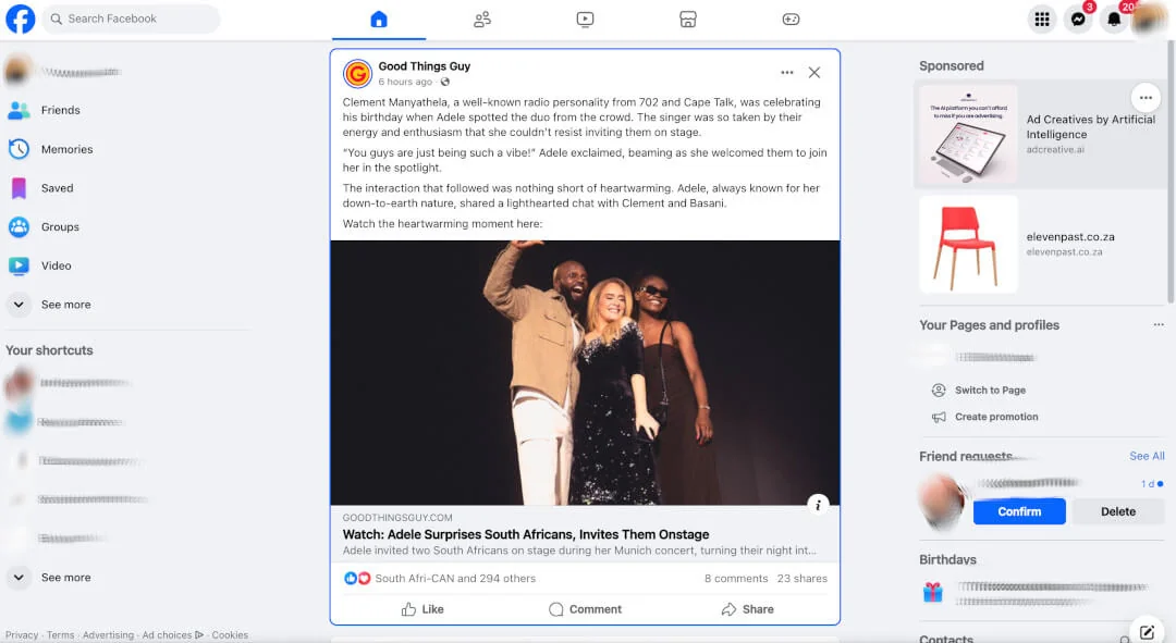 Facebook shared link post with a feed-wide image and the article title and description below it.