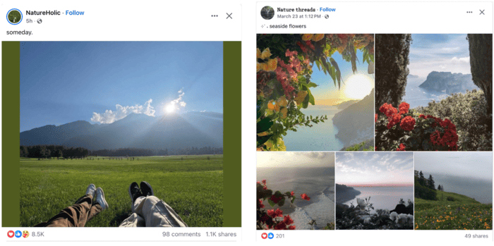 Facebook single and multiple photo post