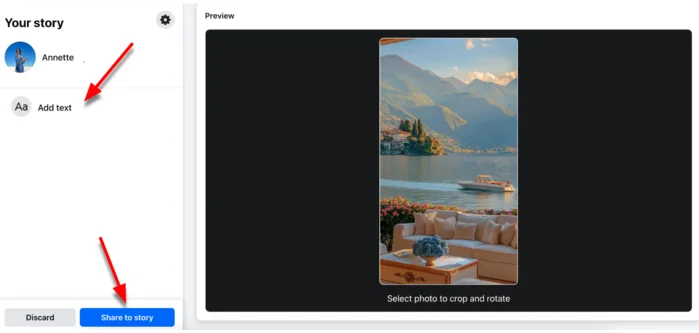 Facebook story editing on desktop