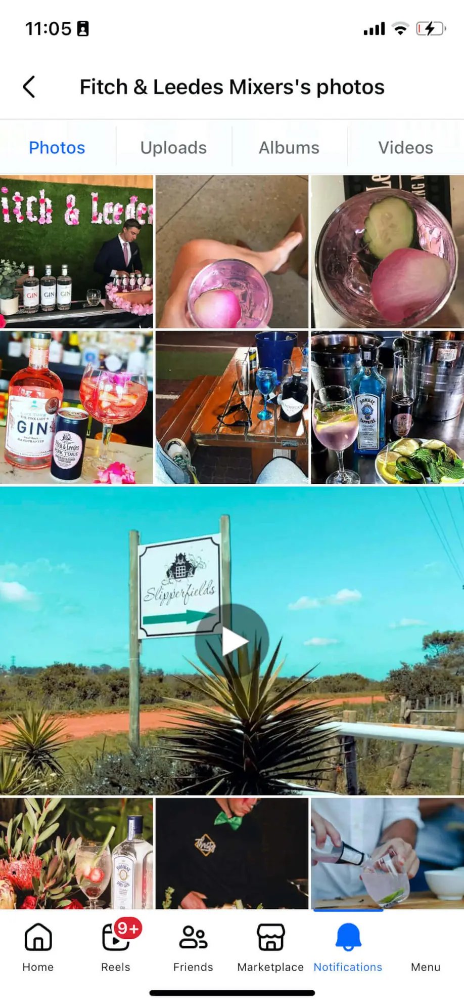 Fitch & Leedes Facebook photos tab filled with user-generated posts of its mixers.