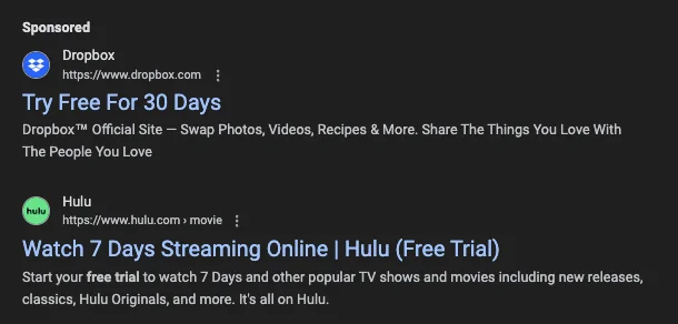 free trial ad example