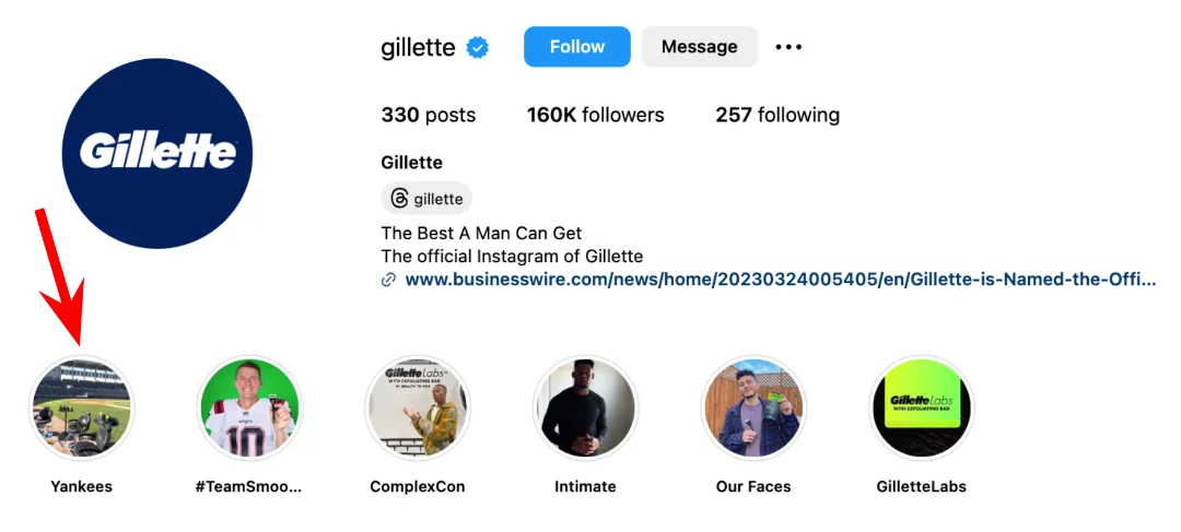 Gilette Instagram Highlights