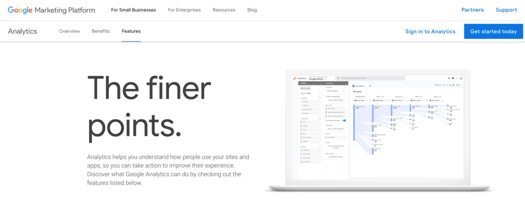 Google Analytics homepage