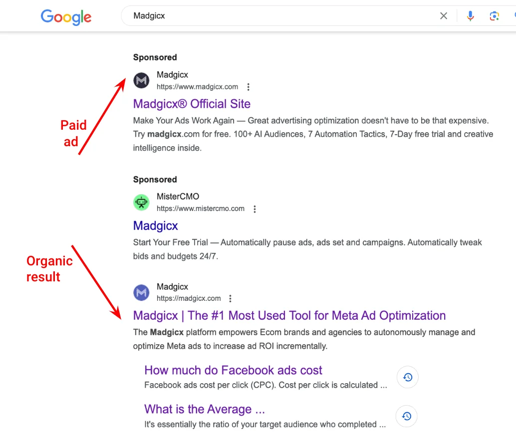 Google search results