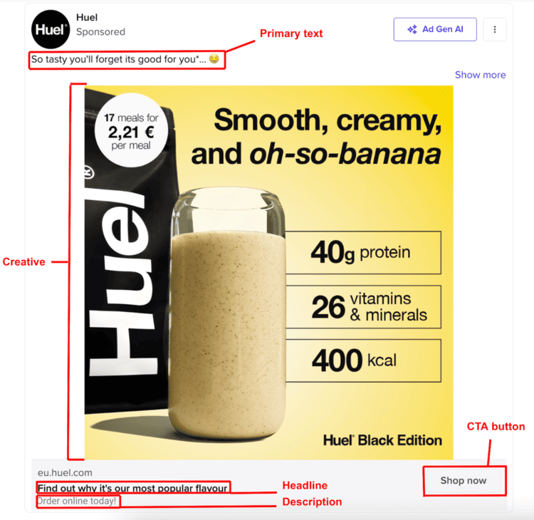 Huel - Anatomy of a Facebook ad