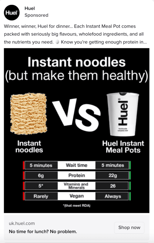 Huel - Comparison style ad