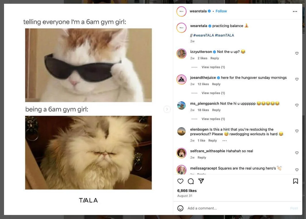 Idea 8 for first Instagram post for business - Share a trending meme