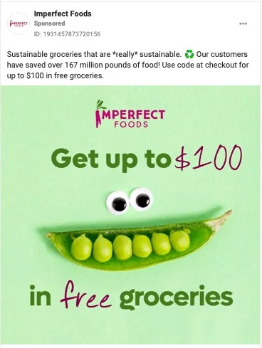 Imperfect Foods social media advertising design example