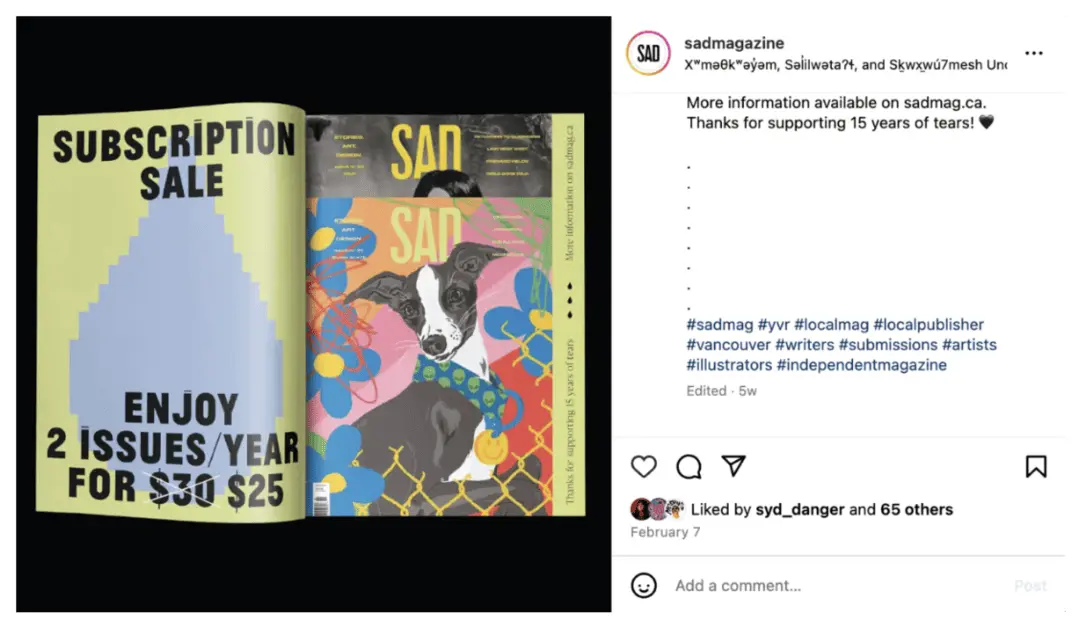 Instagram hashtags example