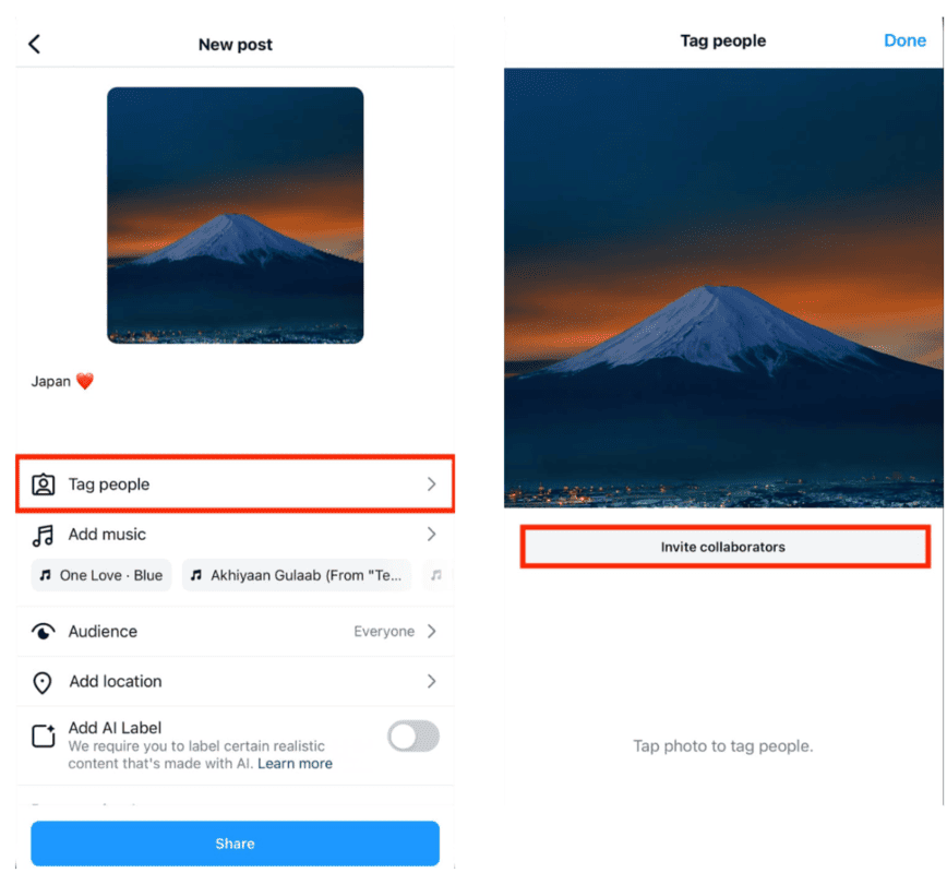 Instagram - invite collaborators