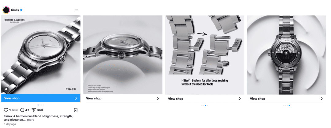 Instagram organic image carousel post