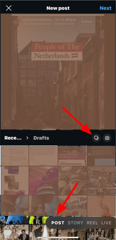 Instagram - Post tab