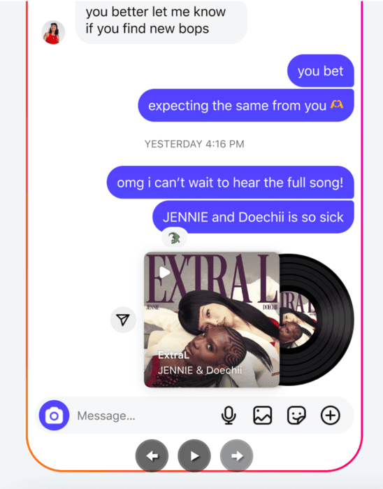Instagram - share music in DMs