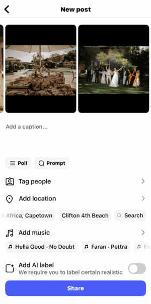 Instagram - Share post button